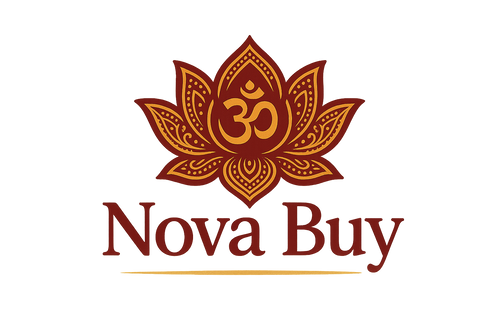 create a logo with transparent background with Name of 'Nova Buy' it's Hindu Religious item or jewellery ecommerce website   
